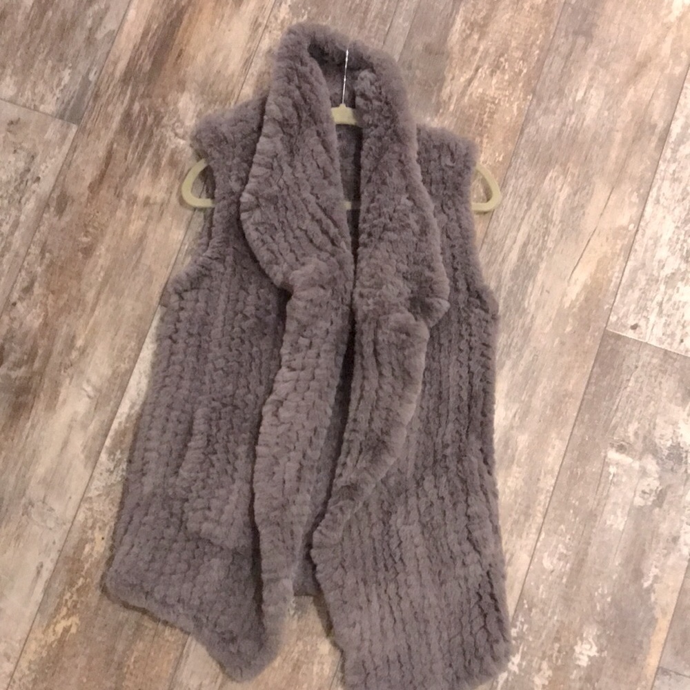 Faux rabbit vest, grey, super soft & luxurious! One size fits most
